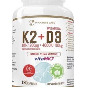 Progress Labs Wegańska K2 MK-7+ D3 4000IU+ L-...