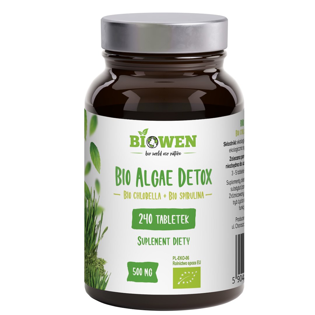 Biowen BIO Algae Detox chlorella spirulina 500 mg 240 tabletek