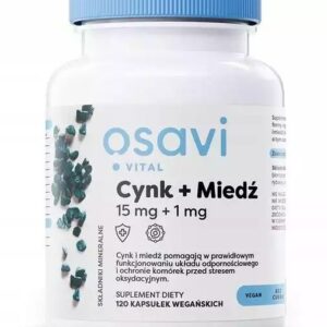Osavi Cynk + Miedź 15mg + 1mg 120 wegańskich...