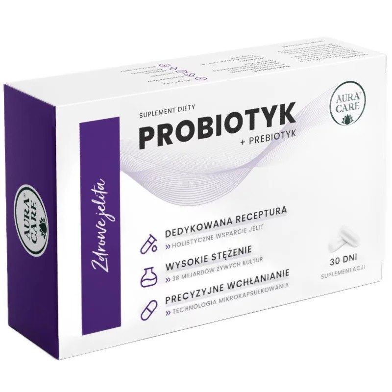 Aura Care Zdrowe Jelita Probiotyk + prebiotyk 38 mld CFU 30 kapsułek
